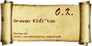 Oravan Klétus névjegykártya